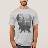 キャンカスタマイズプは私の幸せな場所の黒n白 tシャツ (正面)