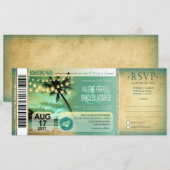 キャンカン トワイライト ビーチ ボーディング パス ウェディング アクア 招待状 (正面/裏面)