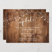 キャンセルされた結婚式のご案内 - ラスティックウッドとライトのカード 招待状 (正面/裏面)