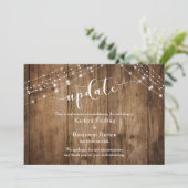 キャンセルされた結婚式 ラスティックウッド&ライトカードを更新 招待状 (スタンド正面)