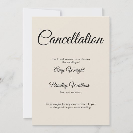 キャンセ結婚ル発表クリームカード 招待状 (正面)