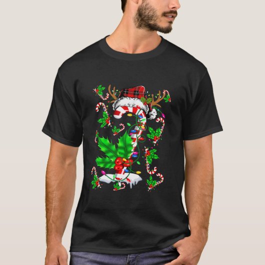 キャンディおもしろいケインクリスマスプレイドサンタトインデアクリスム Tシャツ (正面)