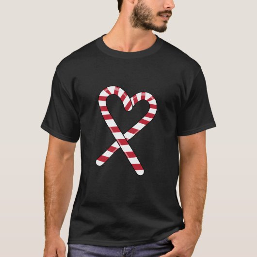 キャンディおもしろいケーンハートクリスマス Tシャツ (正面)
