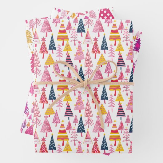 キャンディお洒落ーでコーティングされたクリスマスツリーパターン ラッピングペーパーシート (インサイチュ)