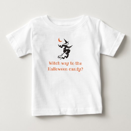 キャンディかわいいハロウィーンへの魔女の道 ベビーTシャツ (正面)