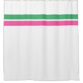 キャンディかわいらしピンクグリーンストライプレース白 シャワーカーテン (正面)