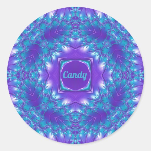 キャンディかわいらし~わあ3D!水色、紫、白~ ラウンドシール (正面)