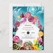 キャンディきらめくお洒落ランド誕生日 招待状 (正面)