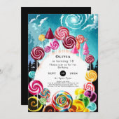 キャンディきらめくお洒落ランド誕生日 招待状 (正面/裏面)