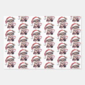 キャンディとサンタハットの愛らしいクリスマスオッター ラッピングペーパーシート (正面3)