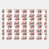 キャンディとサンタハットの愛らしいクリスマスオッター ラッピングペーパーシート (正面)