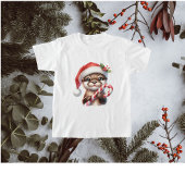 キャンディとサンタハットの愛らしいクリスマスオッター Tシャツ