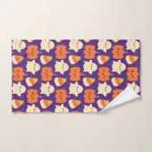 キャンディとパープル柄のハロウィーン模様 ハンドタオル (ハンドタオル)