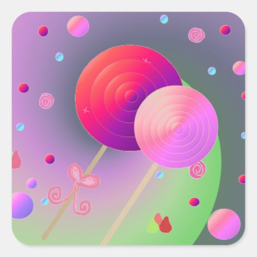 キャンディと棒つきキャンデー スクエアシール (正面)