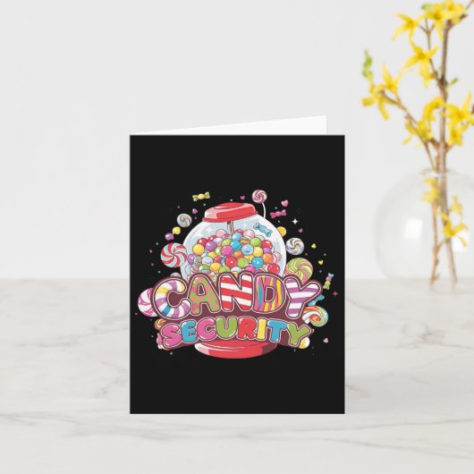 キャンディのセキュリティ面白いハロウィーンのコスチューム男の子の女の子 カード (黄色い花)