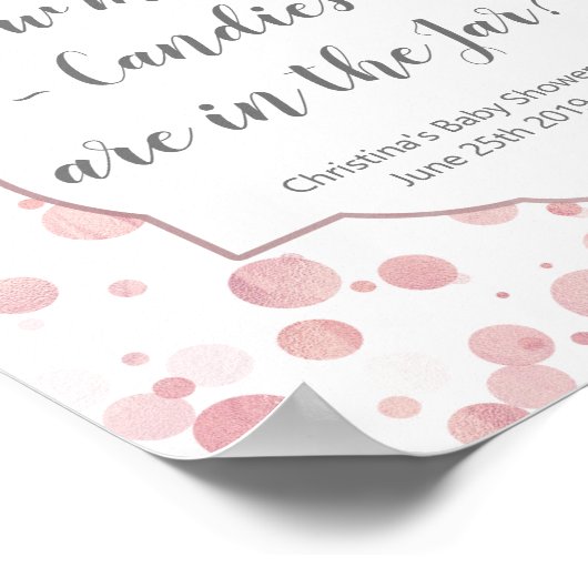 キャンディの数を推測赤面ピンクドット赤ちゃんシャワー ポスター (角)