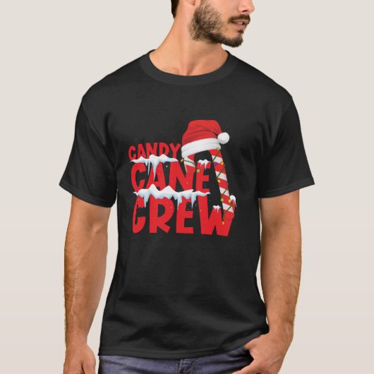 キャンディの杖のクルーおもしろいクリスマスキャンディ愛好家を見る Tシャツ (正面)