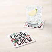 キャンディの杖クルーのクリスマススナックマッチングいとこ スクエアペーパーコースター (インサイチュ)