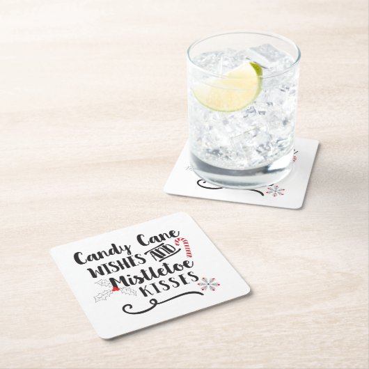 キャンディの甘い願いとヤドリギのキス スクエアペーパーコースター (インサイチュ)