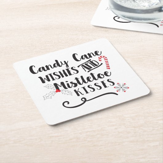 キャンディの甘い願いとヤドリギのキス スクエアペーパーコースター (アングル)