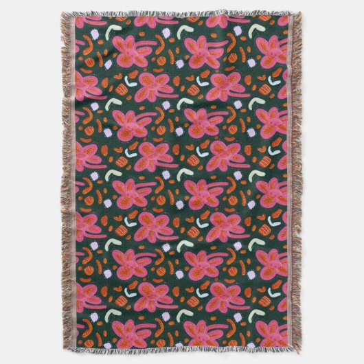 キャンディの花とイースターパターン – 暗い スローブランケット (正面縦)
