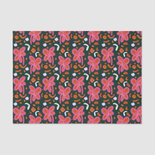 キャンディの花とイースターパターン – 暗い 薄葉紙 (正面)