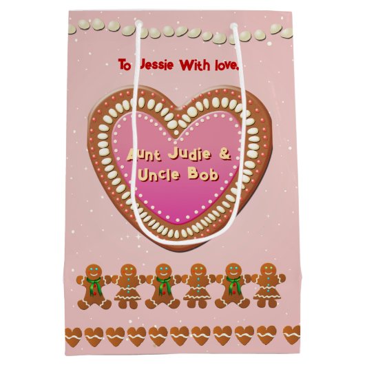 キャンディを振りかけるジンジャーブレッドハウス ミディアムペーパーバッグ (裏面)