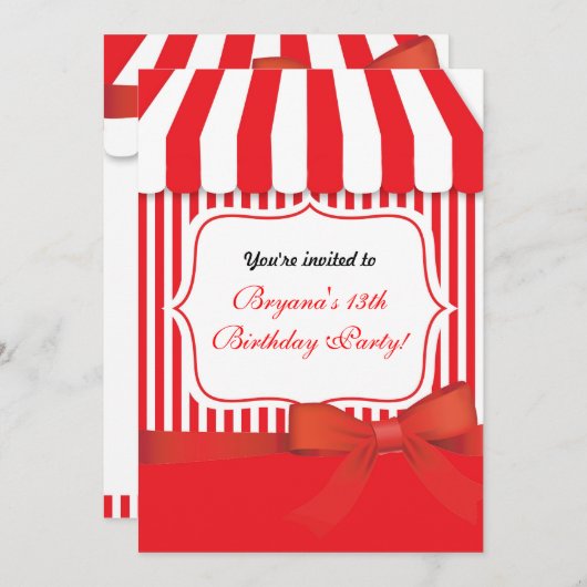 キャンディアイスクリームパーラーショップオールドファッション招待状 招待状 (正面/裏面)