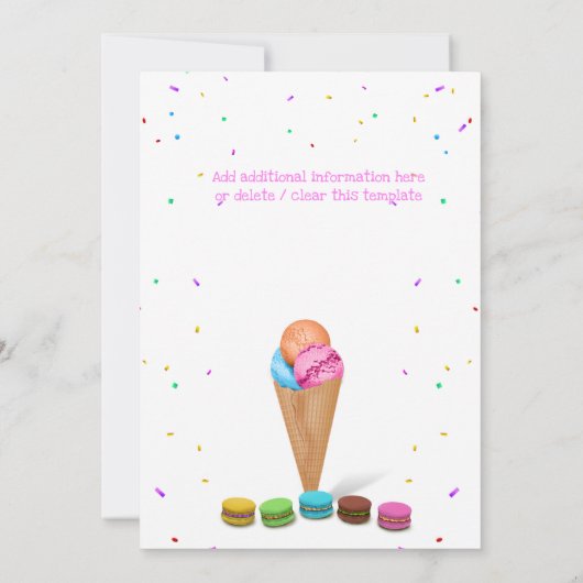 キャンディアイスクリーム写真ANY AGE誕生日パーティー 招待状 (裏面)