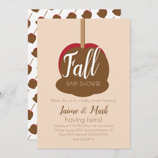 キャンディアップルカーメル秋ベビーシャワー招待状 招待状 (正面/裏面)