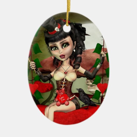 キャンディアップルラブゴシックロリータオーバルオーナメント セラミックオーナメント (正面)