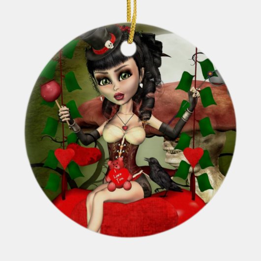 キャンディアップルラブゴシックロリータラウンドオーナメント セラミックオーナメント (正面)