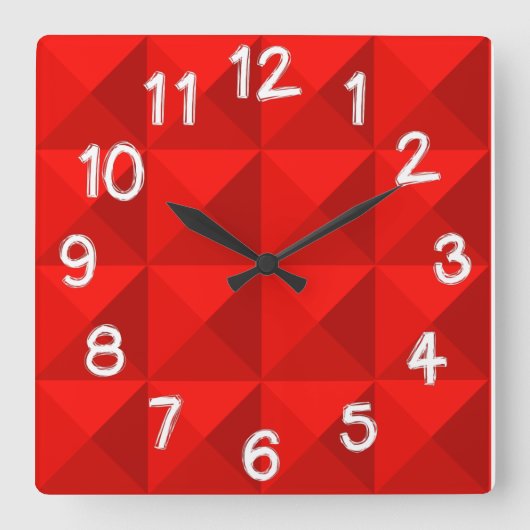 キャンディアップルレッドピラミッド スクエア壁時計 (正面)