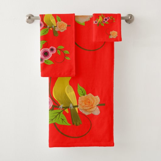 キャンディアップル – バード&イエローローズ バスタオルセット (インサイチュ)