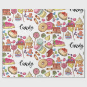 キャンディアンドデザートドードルズスイートトリートパターン ラッピングペーパー (フラット)