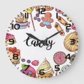 キャンディアンドデザートドードルズスイートトリートパターン ラージ壁時計 (正面)