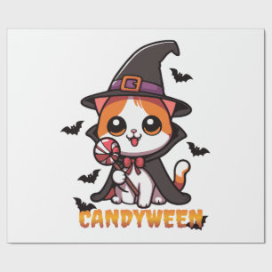 キャンディウィン – ネコ魔女ハロウィーン ラッピングペーパー