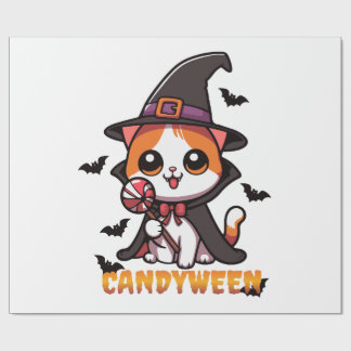 キャンディウィン – ネコ魔女ハロウィーン ラッピングペーパー
