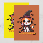 キャンディウィーン - ハロウィンの魔女猫 招待状 (正面/裏面)