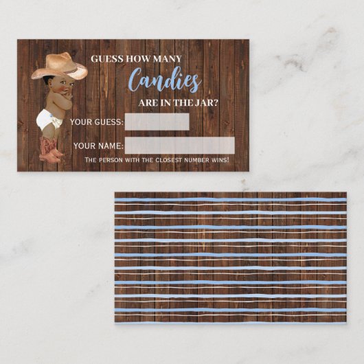 キャンディオウムカウボーイベビーシャワーゲームカードの数 プレイスカード (正面/裏面)