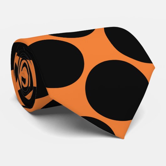 キャンディオレンジ背景と黒水玉模様2. ネクタイ (ロール)