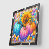 キャンディオータムカボチャひまわり スクエア壁時計 (傾斜)