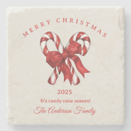 キャンディカスタムーケーンクリスマスレッドギフト ストーンコースター