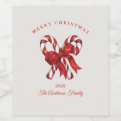 キャンディカスタムーケーンクリスマスレッドギフト ワインラベル (シングルラベル)