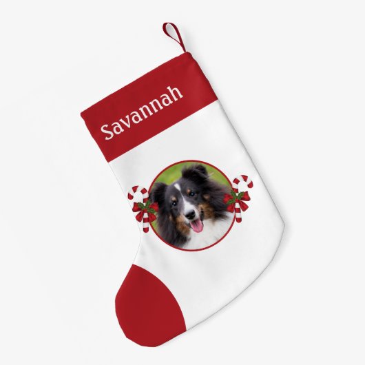 キャンディカスタムー缶と名前の写真テンプレート スモールクリスマスストッキング (裏面 (吊り時))