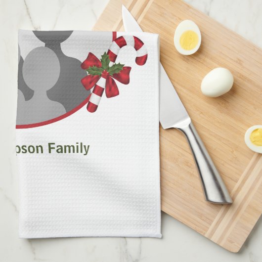 キャンディカヌーカスタムズ付き写真テンプレート&文字 キッチンタオル (四つ折り)