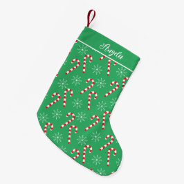 キャンディカネススノーフレークスグリーンクリスマスストッキング スモールクリスマスストッキング