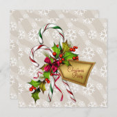 キャンディカネススノーフレーク企業のクリスマスパーティー 招待状 (正面/裏面)