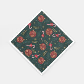 キャンディカネススノーフレーク赤いクリスマスボールグリーン スタンダードランチョンナプキン (角)