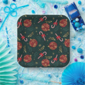 キャンディカネススノーフレーク赤いクリスマスボールグリーン ペーパープレート (パーティー)